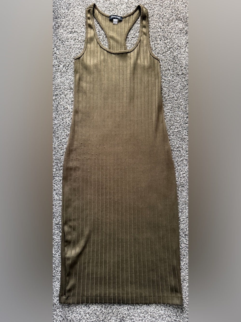 American Apparel Olive Ribbed Racerback Maxi Dress